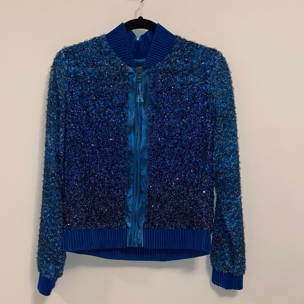 Elie Tahari Blue Sequin Jacket